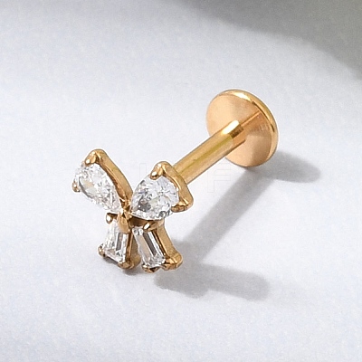 F136 Titanium Pave Clear Cubic Zirconia Bowknot Internally Threaded Labrets ME-CBA9828-05G-1
