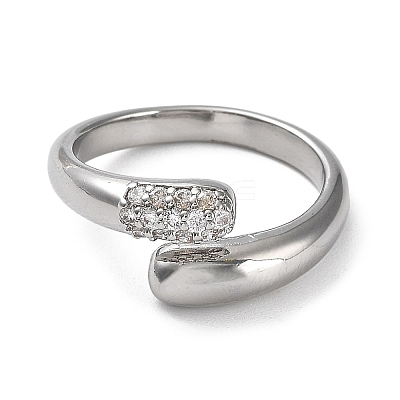 Rack Plating Brass Micro Pave Cubic Zirconia Open Cuff Rings RJEW-Q777-12P-1
