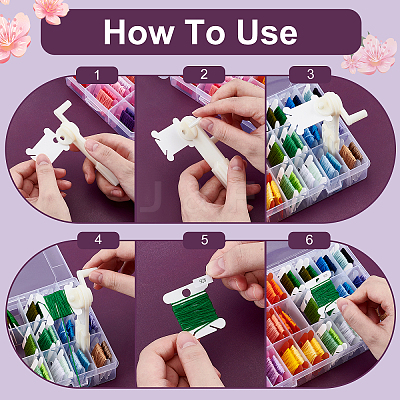 Plastic Manual Embroidery Floss Bobbin Winder & Thread Winding Boards Sets DIY-TW0001-03-1