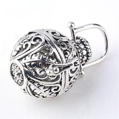 Rack Plating Brass Cage Pendants KK-S751-015AS-1