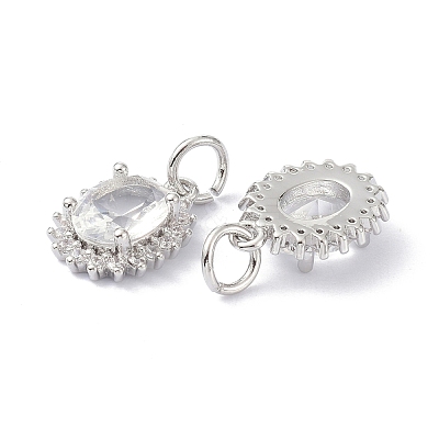 Brass Cubic Zirconia Charms ZIRC-C022-14P-1