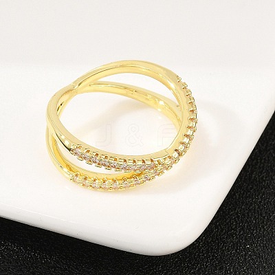 Brass Micro Pave Cubic Zirconia Finger Rings RJEW-D340-01G-02-1