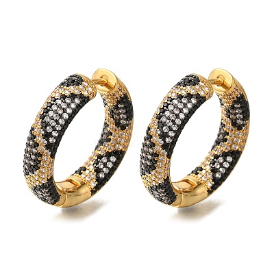 Rack Plating Brass Micro Pave Cubic Zirconia Hoop Earrings EJEW-H016-21G-1