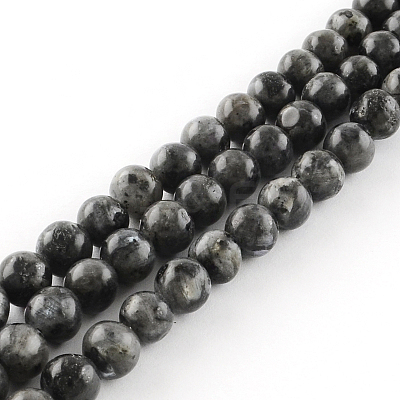Natural Larvikite Round Beads Strands G-R342-8mm-09-1