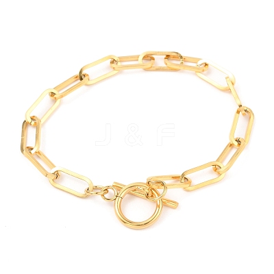 Unisex PVD Vacuum Plating 304 Stainless Steel Paperclip Chain Bracelets BJEW-H541-03A-G-1