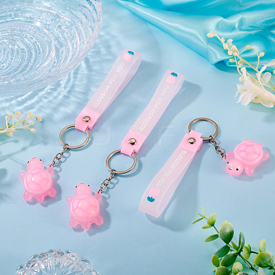 3Pcs PVC Tortoise Pendant Keychains KEYC-TADJ0001-02D-1