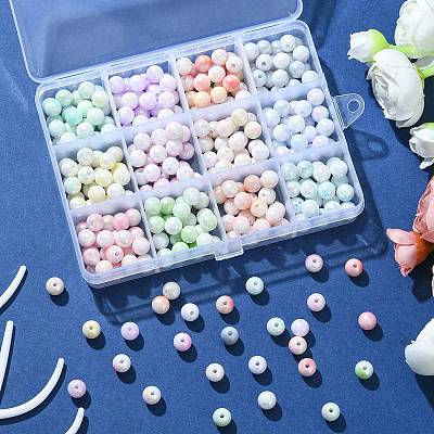 300Pcs 12 Colors Two Tone Opaque Acrylic Beads SACR-YW0001-63-1