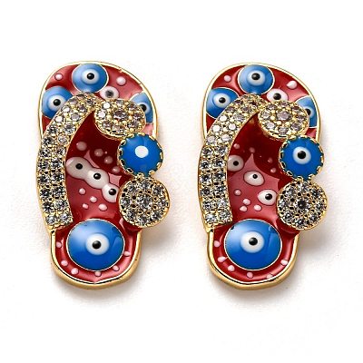 Brass Clear Cubic Zirconia Pendants KK-B028-10G-1