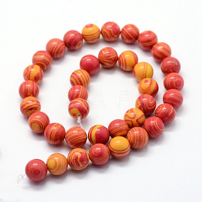 Synthetic Malachite Beads Strands G-I199-32-6mm-A-1