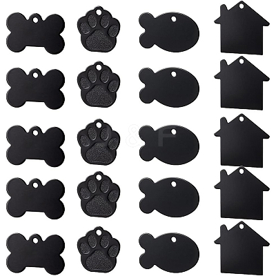 32Pcs 4 Style Aluminium Pendants ALUM-BC0001-66-1