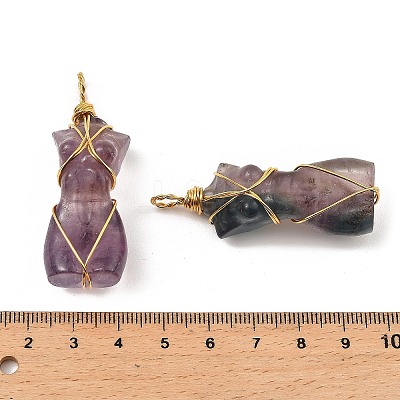 Natural Fluorite Pendants G-K338-30G-01-1