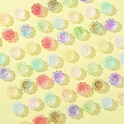 100Pcs Transparent Spray Painted Glass Beads GLAA-CJ0002-26-1