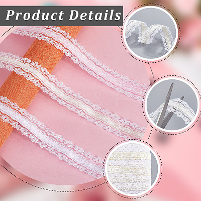 3 Roll 3 Colors Polyester Flower Embroidery Lace Ribbon OCOR-CY0001-37-1