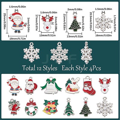 48Pcs 12 Style Alloy Enamel Pendants FIND-SC0004-65-1