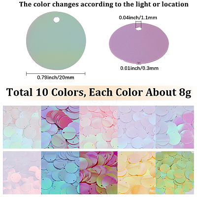 80G 10 Colors PVC Paillette Pendants FIND-SC0023-20C-1