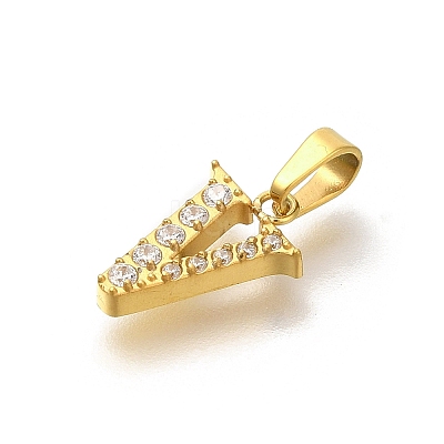 Ion Plating(IP) 304 Stainless Steel Micro Pave Cubic Zirconia Pendants STAS-H228-02G-05-1