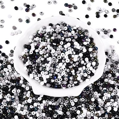 Opaque & Transparent Inside Colours 6/0 Glass Seed Beads SEED-F004-4mm-01-1