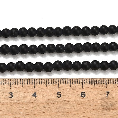 Frosted Natural Black Agate(Dyed & Heated) Beads Strands G-C289-B04-4mm-1