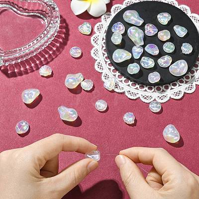 32Pcs 8 Styles UV Plating Opaque Acrylic Beads OACR-CJ0002-77-1
