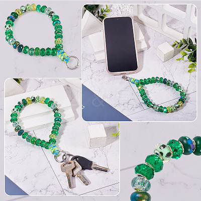 Resin Rondelle Bead with Polyester & Spandex Cord Phone Hand Strap Chains HJEW-TADJ0010-1