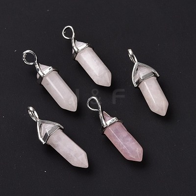 Natural Rose Quartz Pointed Pendants G-K329-52P-1