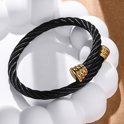304 Stainless Steel Torque Bangles for Women BJEW-P310-24MC01-1