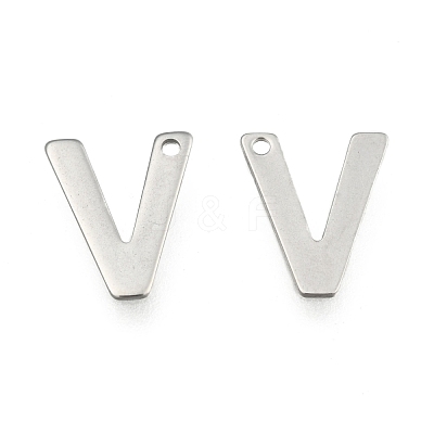Tarnish Resistant 304 Stainless Steel Letter Charms X-STAS-O072-V-1