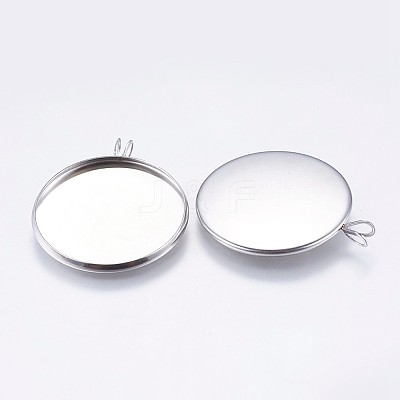 Tarnish Resistant 304 Stainless Steel Pendant Cabochon Settings LS-STAS-I069-37-25MM-1