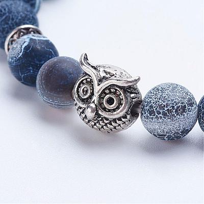 Natural Weathered Agate Beaded Stretch Bracelets BJEW-P072-K01-1