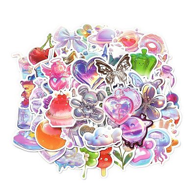 50 Pieces Liquid Metal Creative Waterproof Paper Stickers STIC-R001-03-1