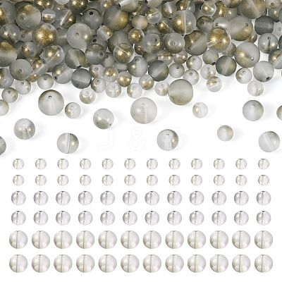 300Pcs Frosted Transparent Glass Beads GLAA-TA0002-78C-1