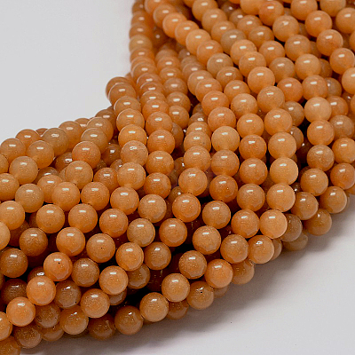 Natural Red Aventurine Stone Round Bead Strands G-P075-49-4mm-1