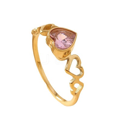 201 Stainless Steel Cubic Zirconia Finger Rings WG70560-03-1