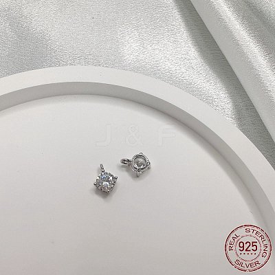 Rhodium Plated 925 Sterling Silver Micro Pave Clear Cubic Zirconia Charms STER-P054-11B-P-1