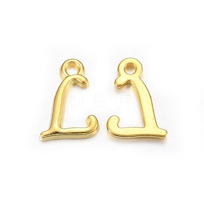 Golden Plated Alloy Letter Pendants X-PALLOY-J718-01G-L-1
