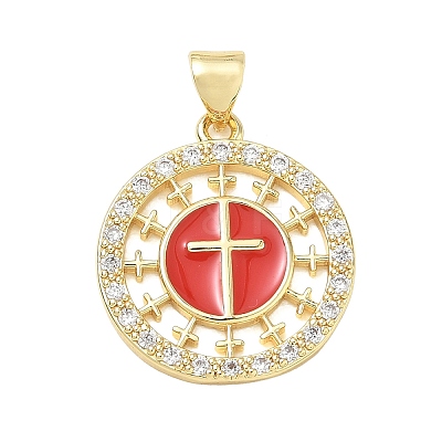Religion Cross Brass Micro Pave Clear Cubic Zirconia Pendants CU-CBA83A6-03E-G03-1