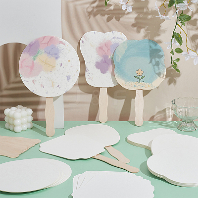 30Pcs 5 Styles Paper Hand Held Fan DIY-CU0001-02-1