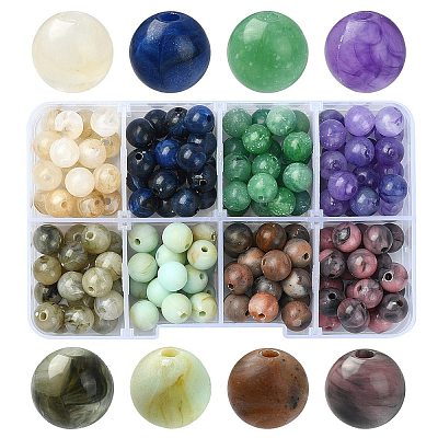 160Pcs 8 Styles Acrylic Beads OACR-YW0001-83-1