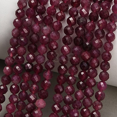 Natural Red Tourmaline Beads Strands GG-CBA77FB-B01-4mm-A-1