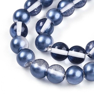 Baking Paint Transparent Glass Beads Strands DGLA-N011-10mm-08-1