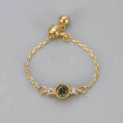 Adjustable Brass Micro Pave Cubic Zirconia Finger Rings WG86157-01-1