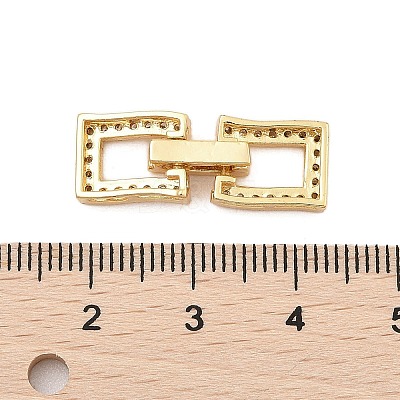 Brass Micro Pave Clear Cubic Zirconia Fold Over Clasps KK-C075-07G-1