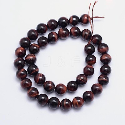 Natural Tiger Eye Round Bead Strands G-L411-06-6mm-1