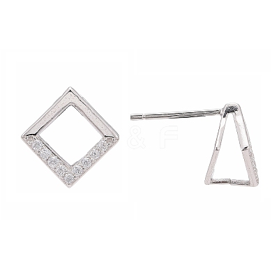 Rhodium Plated 925 Sterling Silver Stud Earring Findings X-STER-F048-28P-1