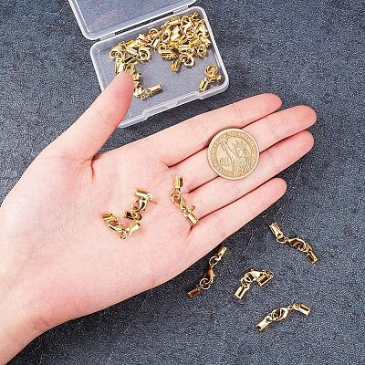 Rack Plating Brass Lobster Claw Clasps with Clip Ends KK-PH0035-33G-1