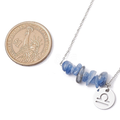 Natural Kyanite Chip & Constellation Pendant Necklaces NJEW-JN05084-07-1