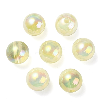UV Plating Rainbow Iridescent Acrylic Beads OACR-F004-04A-1