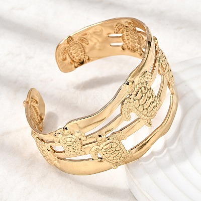 304 Stainless Steel Multi Layered Cuff Bangles for Women BJEW-L719-03B-G-1