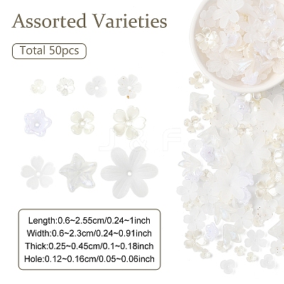 500Pcs 10 Styles ABS Plastic & Acrylic Imitation Pearl Bead Caps OACR-YW0004-12-1