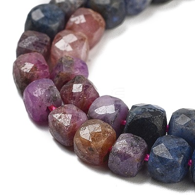 Natural Red Corundum/Ruby and Sapphire Beads Strands G-H042-A51-03-1
